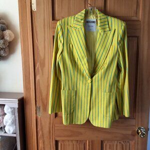 Moschino Yellow and Turquoise striped blazer